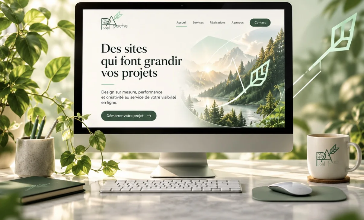 Exemple de site internet créé pour un client, affiché sur un écran d’ordinateur